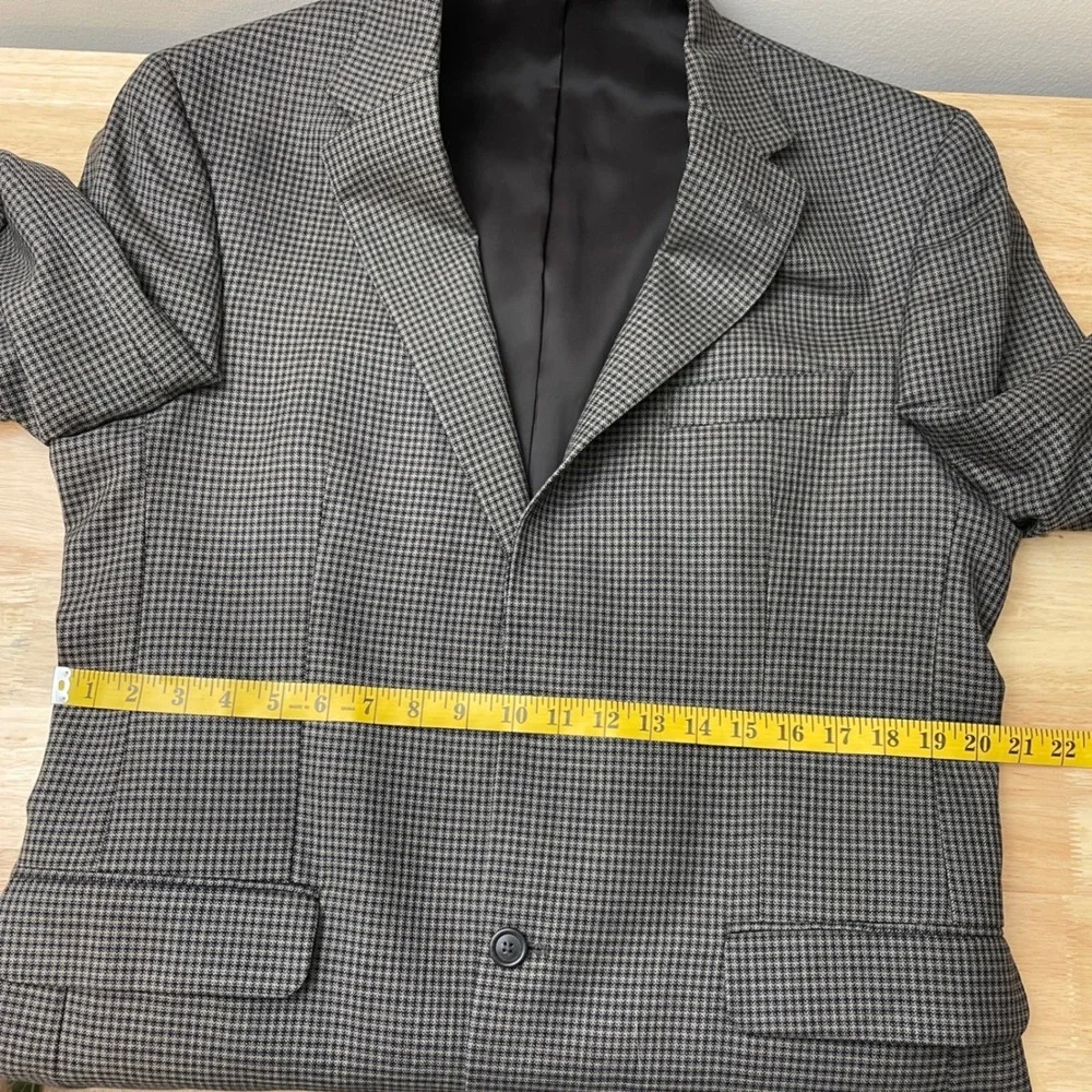 Jos A Bank Travelers Collection Wool Sport Coat 42L Grey Houndstooth‎ Blazer